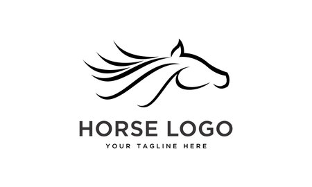 vector horse head line art logo templateのイラスト素材