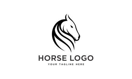vector horse head line art logo templateのイラスト素材