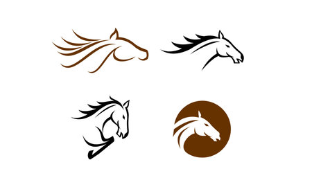 set of vector horse head logo templateのイラスト素材