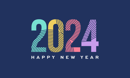 Vector 2024 happy new year logo text design 2024 number design templateのイラスト素材