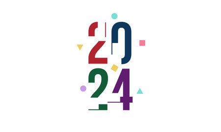 Vector 2024 happy new year logo text design 2024 number design templateのイラスト素材