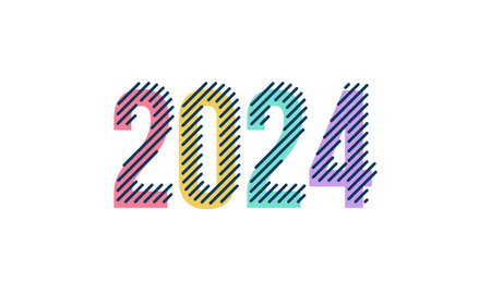 Vector 2024 happy new year logo text design 2024 number design templateのイラスト素材