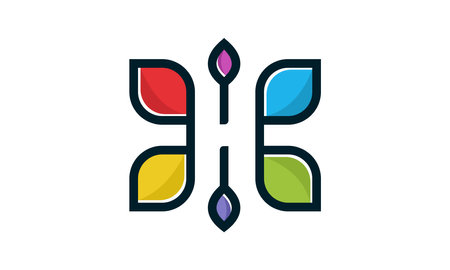 colorful H and leaf logo templateのイラスト素材