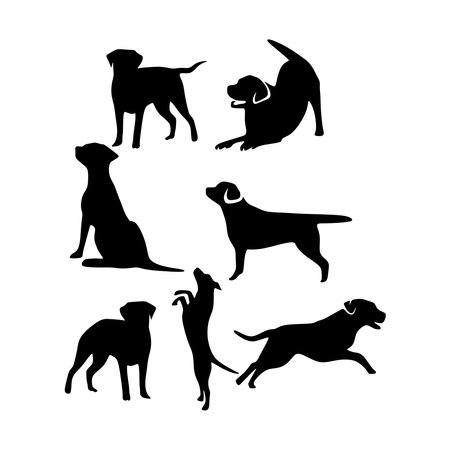 Labrador dog animal silhouette collectionsのイラスト素材