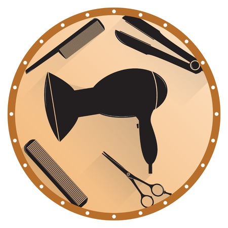 Barber shop icon set. Hairdresser set in black.のイラスト素材