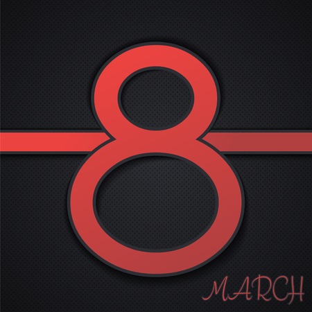 International Women's Day. Greeting card with March 8. Flat vector illustrationのイラスト素材