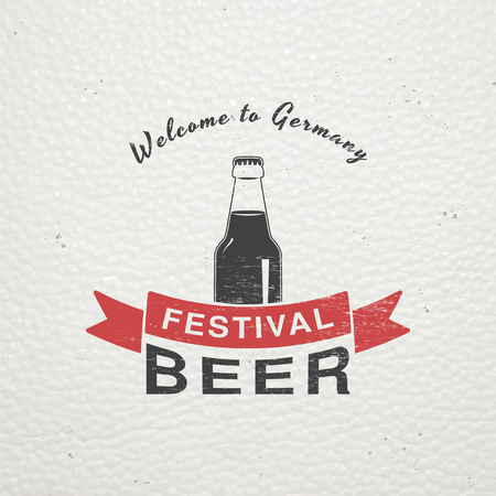 Beer and brewing. Beer festival Oktoberfest. Old retro vintage grunge. Scratched, damaged, dirty effect. Typographic labels, stickers, logos and badges. Flat vector illustrationのイラスト素材
