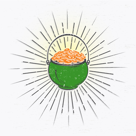 Saint Patrick's Day set. Luck of the Irish. Detailed elements. Typographic labels, stickers and badges. Flat vector illustrationのイラスト素材