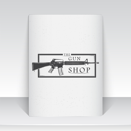 American gun shop. Firearms store. Hunting gun. Detailed elements.のイラスト素材