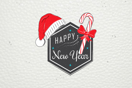 New Year and Merry Christmas. Christmas shopping. Year of the rooster. Detailed elements. Old retro vintage grunge. Typographic labels, stickers, logos and badges.のイラスト素材