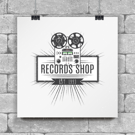 Color sticker music shop and studio recording.のイラスト素材