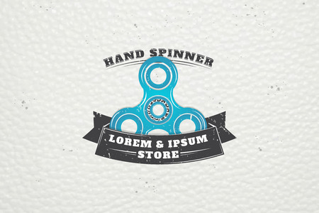 Hand Fidget Spinner Stress Relief Toys. Detailed object. Typographic labels, stickers, logos and badges. Flat vector illustrationのイラスト素材