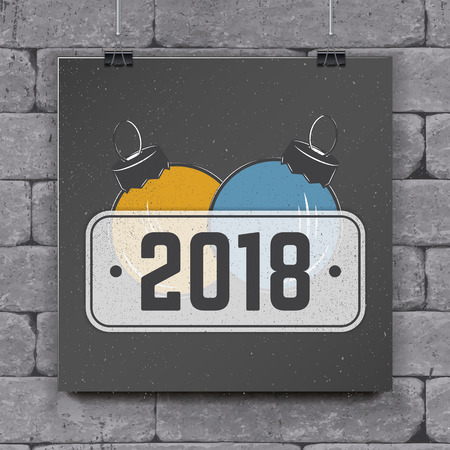 Happy New Year and Merry Christmas. Christmas shopping. Year of the dog. Detailed elements. Old retro vintage grunge.のイラスト素材