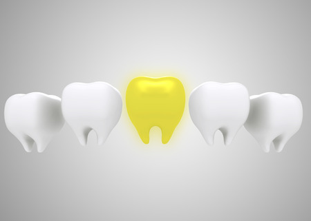 tooth 3D concept gold toothの写真素材
