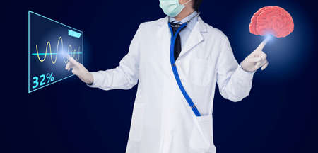 doctor checks the simple graph of brain activityの写真素材