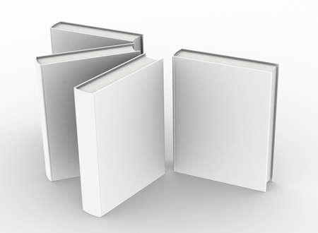 template empty hardcover book mockup set white background , 3d renderingの写真素材
