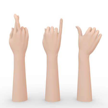 mockup hand make symbol like and lie , 3D renderingの写真素材