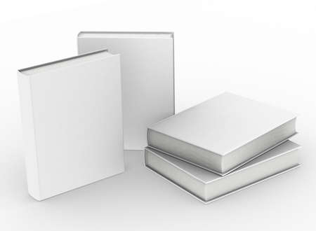 template empty hardcover book mockup set white background , 3d renderingの写真素材