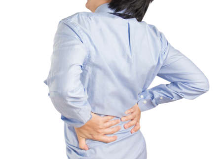 office worker feel spine muscle pain on white backgroundの写真素材