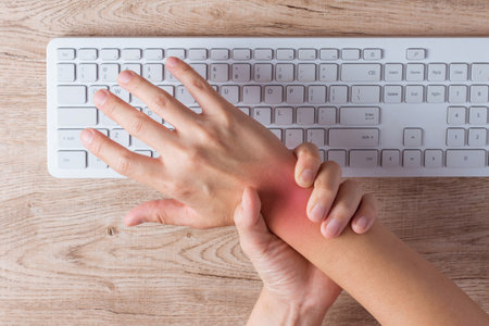 hand muscle inflammation from office syndrome , hand muscle pain from workingの写真素材