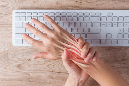 hand muscle inflammation from office syndrome , hand muscle painの写真素材