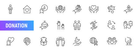 Donate charity hand care community heart vector protect home give people. Volunteer love service water food donate love child.のイラスト素材