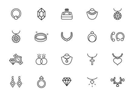 Jewelry line icon earring necklace.のイラスト素材