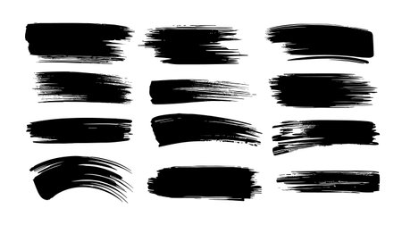 Brush black stroke paint splash background. Black brush texture shape paintbrush line scratch grunge backgroundのイラスト素材