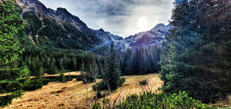 panoramic view of the mountains in the italian alpsの写真素材