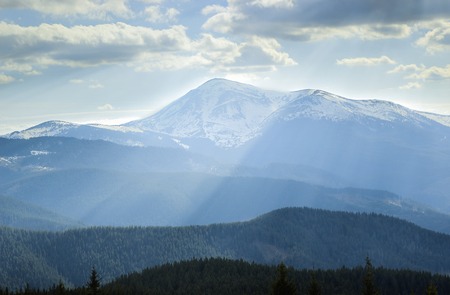 Panoramic views of the beautiful landscape in the Carpathian mountainsの写真素材