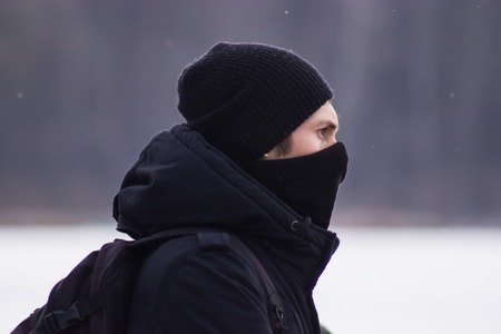 Zhytomyr, Ukraine - January 19, 2016: Extremist ready for actionのeditorial素材