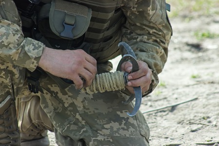 Military soldiers at tactical exercises with mineの写真素材