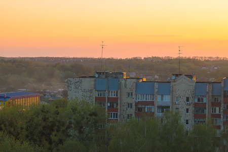 Evening spent on the roof with sun and cloudsの写真素材