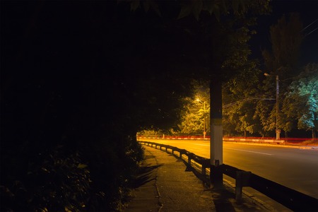 Night motion on urban streets with lightの写真素材