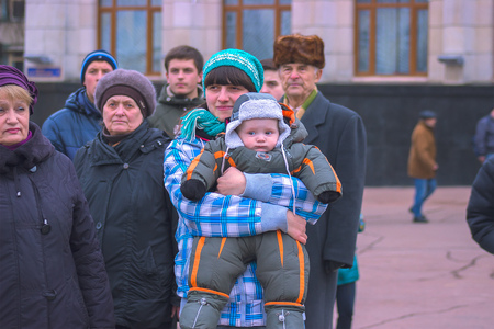 Zhytomyr, Ukraine - SEPTEMBER 15, 2015: People protesting against government against tax growthのeditorial素材