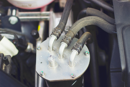 Close up shot of car engine with three valves