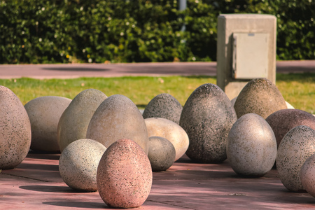 Granite eggs statue photo at the middayの写真素材