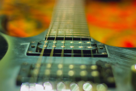 rusty Guitar with single coil pickups at interiorの写真素材