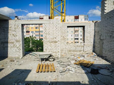 Residential Building Construction Site from the bricks. Interior viewの写真素材