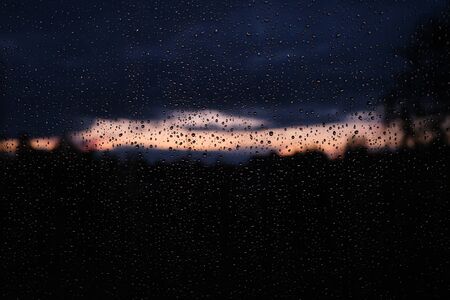 wet window after rainfall in the evening