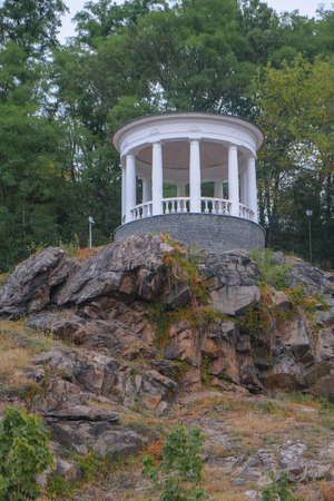 Gazebo on a cliff by the sea. Zhytomyr, Ukraineの写真素材