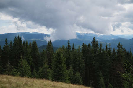 Panoramic views of the beautiful landscape in the Carpathian mountainsの写真素材