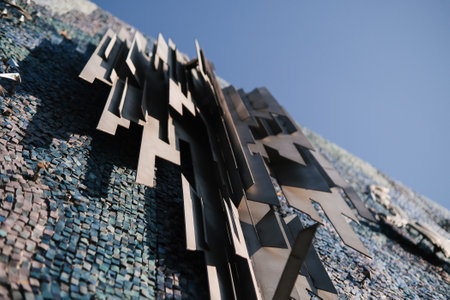 Mosaic wall with thunder texture design art background.の写真素材