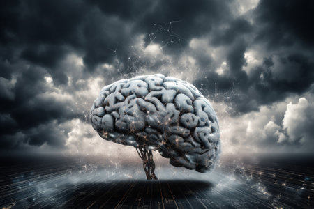 The development of artificial intelligence technology to predict weather patterns and improve climate change strategies. Generative AIの素材