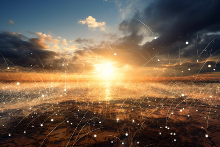 The development of artificial intelligence technology to predict weather patterns and improve climate change strategies. Generative AIの素材