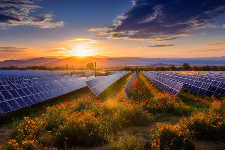 Solar panel, alternative electricity source, sustainable resources, concept Generative AIの素材