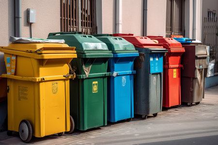A waste management system that sorts and recycles waste materials to reduce pollution and promote a circular economy, using AI and automation technology. Generative AIの素材