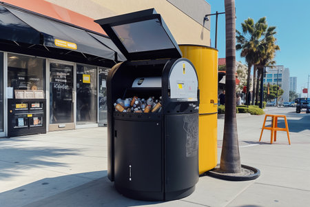 A waste management system that sorts and recycles waste materials to reduce pollution and promote a circular economy, using AI and automation technology. Generative AIの素材