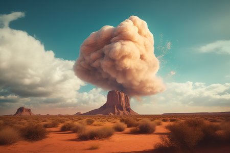 Massive sandstorm in the desert, the essence of nature and environmental awareness. Generative AI.の素材