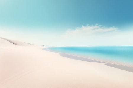 Tropical beach with blue sky and white clouds, perfect for summer vacation and travel. Generative AIの素材